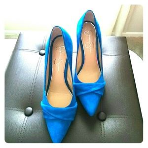 NWOT Jessica Simpson Blue Suede Pumps